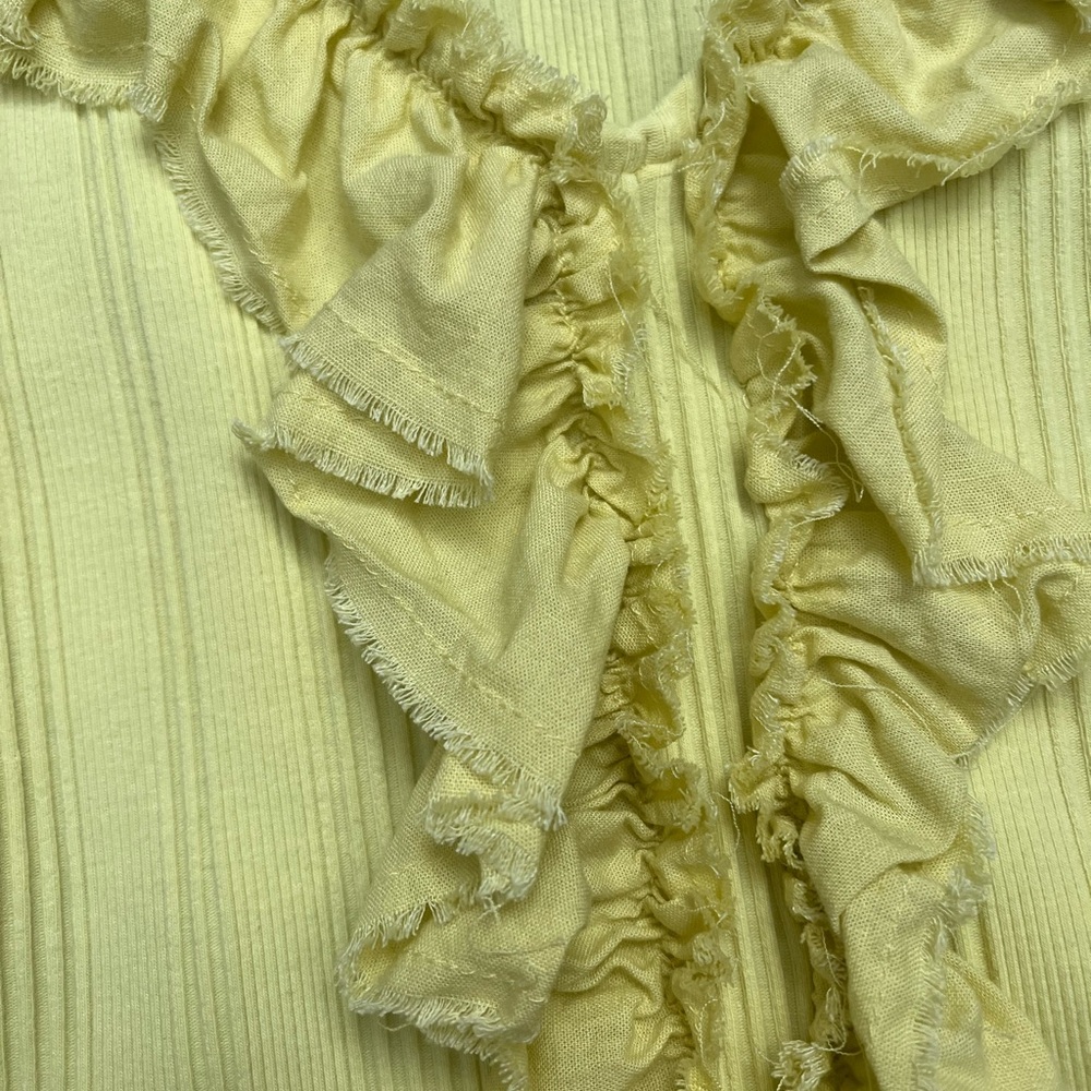 Pilcro Yellow Ruffled Ribbed Tank Top - Picture 2 of 5